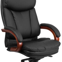 Emma And Oliver High Back Black LeatherSoft Synchro-Tilt Ergonomic Office Chair With Wood Base -Baxton Studio Shop GUEST 4ed9389b f5ad 4314 88cd e33747e05254
