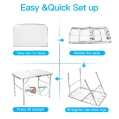 Costway Patio Folding Camping Table Aluminum Adjustable Portable Outdoor Indoor -Baxton Studio Shop GUEST 4f95523d 880a 4856 860e 27dd9823c6be