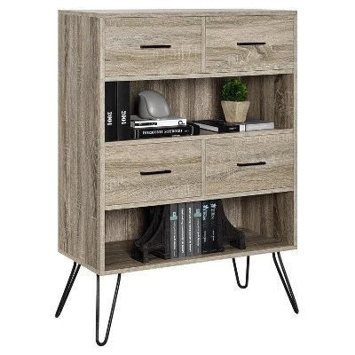 43" Seasons Retro Bookshelf With Bins Sonoma Oak - Room & Joy 1 43" Seasons Retro Bookshelf With Bins Sonoma Oak - Room & Joy