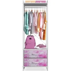 Sorbus Clothing Rack With Drawers Garment Stand Dresser Pink -Baxton Studio Shop GUEST 4fde5bb8 c06f 493e 8193 64892e05ca01