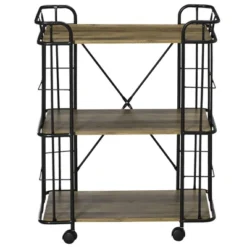 HOMCOM 25" Rolling Kitchen Cart, Kitchen Storage Trolley With 3 Shelves For Dining Room, Laundry Room, And Bathroom, Natural -Baxton Studio Shop GUEST 4ff12b4e e781 4138 b395 0bc52fb2748f