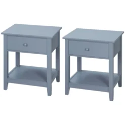 HOMCOM Side Table, Modern End Table With Storage Drawer And Shelf, Nightstand For Bedroom, Or Living Room, Set Of 2, Gray 7 HOMCOM Side Table, Modern End Table With Storage Drawer And Shelf, Nightstand For Bedroom, Or Living Room, Set Of 2, Gray -Baxton Studio Shop GUEST 5095a3de ce1f 4fac 831e 50349ecf4bba