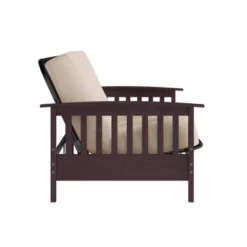 Full Size Holly Espresso Wood Arm Futon Frame With 6" Microfiber Mattress Tan - Room & Joy -Baxton Studio Shop GUEST 50b30d4a c994 4547 8edf 9da6cb84b9a5