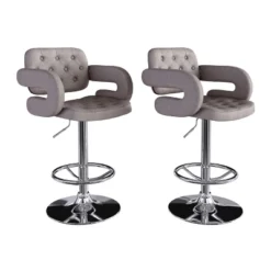 Set Of 2 Adjustable Tufted Fabric Barstool With Armrests - CorLiving -Baxton Studio Shop GUEST 50b512e8 e86a 4ea0 bcc4 97ae4521f534