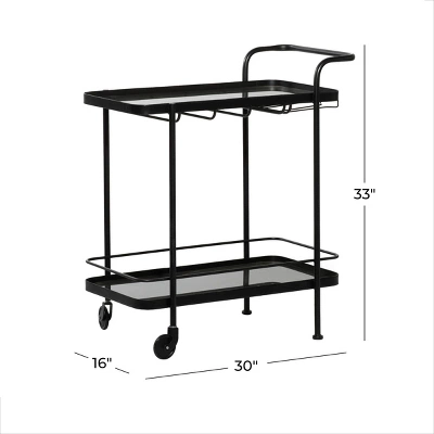 Contemporary Metal Bar Cart Black - Olivia & May 8 Contemporary Metal Bar Cart Black - Olivia & May - Image 8