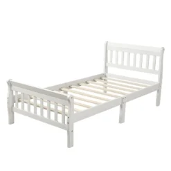 Twin Size Wood Platform Bed With Headboard, Footboard And Wooden Slat Support-ModernLuxe -Baxton Studio Shop GUEST 5178062b 501e 4cf4 b703 bdb8f6bb2d3f