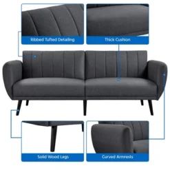 Yaheetech Ergonomic Sofa Bed Foldable Convertible Sleeper Bed Couches Versatile Sofa-Gray -Baxton Studio Shop GUEST 51c098cf 704d 4592 a116 07abfb8744b4