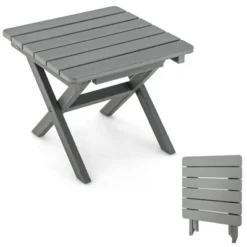 Costway Outdoor Folding Side Table Weather-Resistant HDPE Adirondack Table Black/Gray -Baxton Studio Shop GUEST 526cf674 671f 4ac6 86b1 2a761580ef79