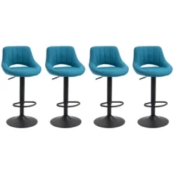 HOMCOM Modern Bar Stools Set Of 4 Swivel Bar Height Barstools Chairs With Adjustable Height, Round Heavy Metal Base, And Footrest, Blue -Baxton Studio Shop GUEST 530ddcde 2144 454c bcbc d2029601b35e