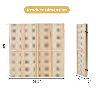 Costway 4-Panel Pegboard Display 5' Tall Folding Privacy Screen Craft Display 1 Costway 4-Panel Pegboard Display 5' Tall Folding Privacy Screen Craft Display