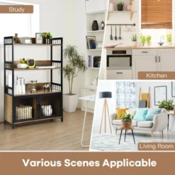 Costway 3-Tier Baker's Rack Industrial Kitchen Microwave Oven Stand W/Storage Cabinet -Baxton Studio Shop GUEST 538446b7 a6af 4c99 bd96 2d11feee3a79