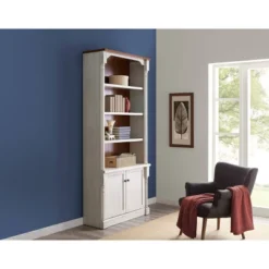 94" Durham 4 Shelf Bookcase With Lower Doors White - Martin Furniture