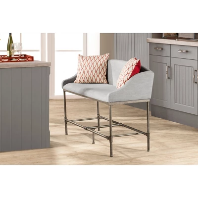 Dillon Counter Height Bench Metal Pewter Woven Fabric - Hillsdale Furniture 3 Dillon Counter Height Bench Metal Pewter Woven Fabric - Hillsdale Furniture - Image 3
