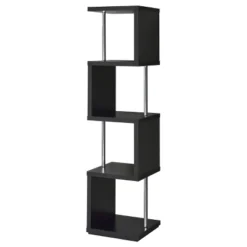 Baxter 4 Shelf Zig Zag Bookcase With Chrome Details - Coaster -Baxton Studio Shop GUEST 54c79266 b51f 403a af87 203997e3c6d7
