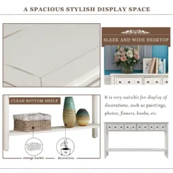 60"L Rustic Console Table With Two Different Size Drawers And Bottom Shelf-ModernLuxe -Baxton Studio Shop GUEST 553a9257 d6a5 4105 a0d8 b3e5367164d0