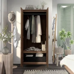 Andreasson Wardrobe Closet Distressed Walnut - HOMES: Inside + Out -Baxton Studio Shop GUEST 55421d8e 0399 4bb1 9f96 54028379035a
