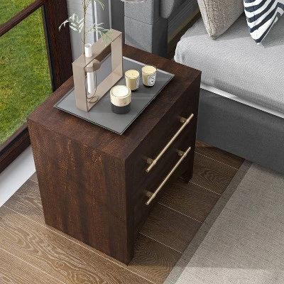 Melonnes Transitional 2 Drawer Nightstand Walnut - HOMES: Inside + Out 3 Melonnes Transitional 2 Drawer Nightstand Walnut - HOMES: Inside + Out - Image 3