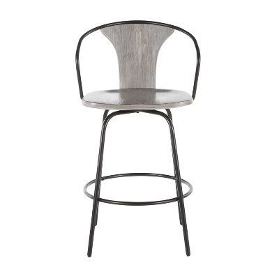 25" Waco Industrial Counter Height Barstool Black/Gray - LumiSource 4 25" Waco Industrial Counter Height Barstool Black/Gray - LumiSource - Image 4