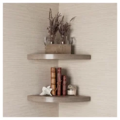 (Set Of 2) 11.5" X 1.5" Radial Floating Corner Shelves - Danya B.