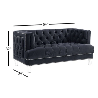 64" Ansario Sofa Charcoal Velvet - Acme Furniture 10 64" Ansario Sofa Charcoal Velvet - Acme Furniture - Image 10