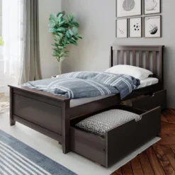 Max & Lily Twin-Size Platform Bed With Underbed Storage Drawers