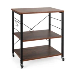 Tangkula Kitchen Baker's Rack 3-Tier Microwave Cart With Wheels&10 Hooks Rustic Brown/Maple/Vintage/Nut Brown -Baxton Studio Shop GUEST 5899be0f 8f46 4ac4 baab 39105dff8376