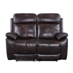 57" Perfiel Two-Tone Grain Leather Loveseat Dark Brown - Acme Furniture -Baxton Studio Shop GUEST 58ba19dd 4947 45dd 9941 1e3a04adc55b
