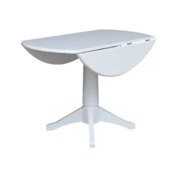 42" Nina Round Top Dual Drop Leaf Pedestal Table White - International Concepts -Baxton Studio Shop GUEST 58ee9ebc 2171 42bd 8229 cb9fbb6a6e1d