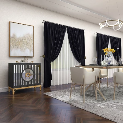 Art Deco Contemporary Mirrored Wood Cabinet Black - Olivia & May 16 Art Deco Contemporary Mirrored Wood Cabinet Black - Olivia & May - Image 16