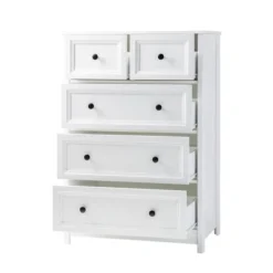 Farmhouse 5 Drawer Grooved Tall Storage Dresser White - Saracina Home -Baxton Studio Shop GUEST 59730227 3443 4480 9ec0 c768319687fc