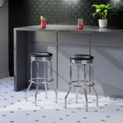 2pc Summit Swivel Stools Metal With Faux Leather Barstools Black - Winsome 7 2pc Summit Swivel Stools Metal With Faux Leather Barstools Black - Winsome -Baxton Studio Shop GUEST 5982d9ff 4b3d 4428 9e18 7e97876563cf