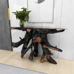 Contemporary Teak Wood Console Table Gold - Olivia & May -Baxton Studio Shop GUEST 5a171fa0 af8d 4d00 a5e6 b80d3ed50677