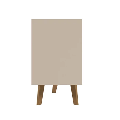 54" Wooden TV Stand For TVs Up To 54" With 1 Sliding Door And 3 Open Compartments Brown/Off White - The Urban Port 6 54" Wooden TV Stand For TVs Up To 54" With 1 Sliding Door And 3 Open Compartments Brown/Off White - The Urban Port - Image 6