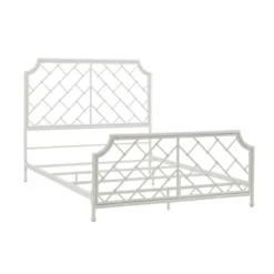 Queen Brinley Geometric Mosaic Metal Bed White - Inspire Q 14 Queen Brinley Geometric Mosaic Metal Bed White - Inspire Q -Baxton Studio Shop GUEST 5accfbde d10a 4380 85f6 814ba2ef77b7