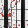 4 Ft. Tall Cherry Blossom Shoji Screen - Black (4 Panels)