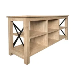 58" Open Back TV Stand In White Oak Wood With Metal Black Accents - Henn&Hart 16 58" Open Back TV Stand In White Oak Wood With Metal Black Accents - Henn&Hart -Baxton Studio Shop GUEST 5b03f493 7d95 4b87 b1ba 36c0d0ffa986