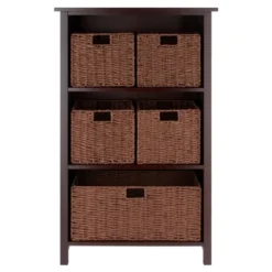 42.99" 6pc Milan Storage Shelf With Baskets Walnut - Winsome