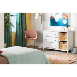 Balka 3 Drawer Dresser With Baskets Pure White - South Shore -Baxton Studio Shop GUEST 5b4d4298 c656 4fca 9335 cd3cfb0ef937
