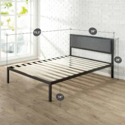 Korey Platform Metal Bed Frame With Upholstered Headboard Black - Zinus -Baxton Studio Shop GUEST 5b7fd53b f543 41ec 8a1f 84fb670a8805