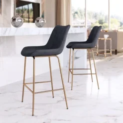 Chelles Counter Height Barstool Chair Black - ZM Home -Baxton Studio Shop GUEST 5b8d8473 7db0 4244 b273 78977c23eac2
