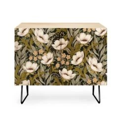 Avenie Floral Meadow Spring Green Credenza - Deny Designs -Baxton Studio Shop GUEST 5b9a5aed 9478 4261 8667 fc9612e5a11c