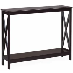 Costway 2-Tier Console Table X-Design Bookshelf Sofa Side Accent Table W/Shelf White BlackEspressoWood Grain -Baxton Studio Shop GUEST 5bcb12d7 d4a1 4a39 96c7 9b106d1b19ed