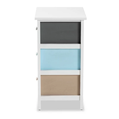 Kalila Wood 3 Drawer Nightstand White - Baxton Studio 5 Kalila Wood 3 Drawer Nightstand White - Baxton Studio - Image 5