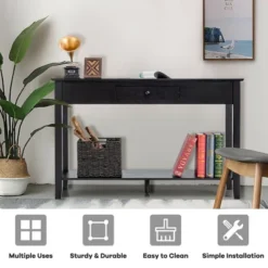 Costway Console Table With Drawer Shelf 2 Tier Sofa Side Accent Table Black 14 Costway Console Table With Drawer Shelf 2 Tier Sofa Side Accent Table Black -Baxton Studio Shop GUEST 5c516362 c4d0 42ca bcf7 a3e4a48bf7f0