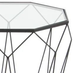 Metal And Glass Octagonal Side Table Dark Gray - Olivia & May -Baxton Studio Shop GUEST 5c9b9e80 9c03 4464 8de1 5fcd55e22bdd
