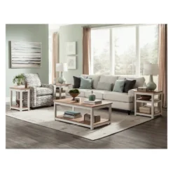 Savannah Chairside End Table With Pull Out Shelf Ivory With Natural Wood Top - Bolton Furniture -Baxton Studio Shop GUEST 5cb2f545 845f 4125 8508 10e7b49fc7a9