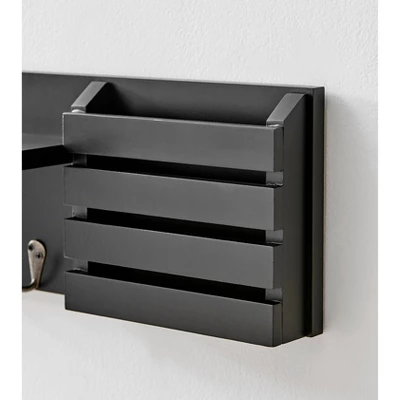 18" Utility Shelf With Pocket And Hanging Hooks Black - Danya B. 5 18" Utility Shelf With Pocket And Hanging Hooks Black - Danya B. - Image 5