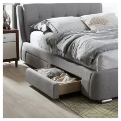 King Camile Modern And Contemporary Fabric Upholstered 4 Drawer Storage Platform Bed Gray - Baxton Studio -Baxton Studio Shop GUEST 5d317547 2949 4268 8a4a f94ffb1ac11d