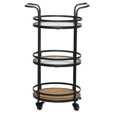 Industrial Metal Bar Cart Brown - Olivia & May 3 Industrial Metal Bar Cart Brown - Olivia & May - Image 3