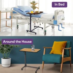 ProHeal Medical Overbed Table With Wheels And Adjustable Height - Rolling Overbed Table For Hospital And Home Use - Mahogany -Baxton Studio Shop GUEST 5e8547d8 4c8a 4c76 8ef9 bf7a6a4b6cea